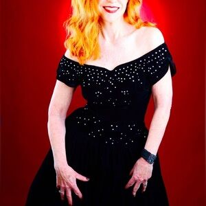 Black velvet vintage rhinestone dress